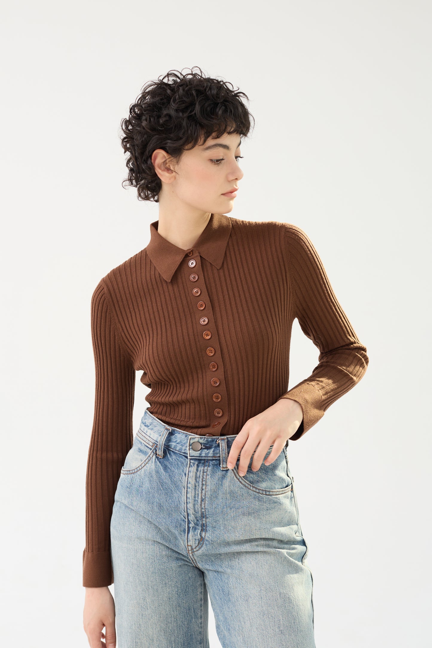 Fine Merino Wool Long Sleeve Knit Polo Shirt - Itch Free