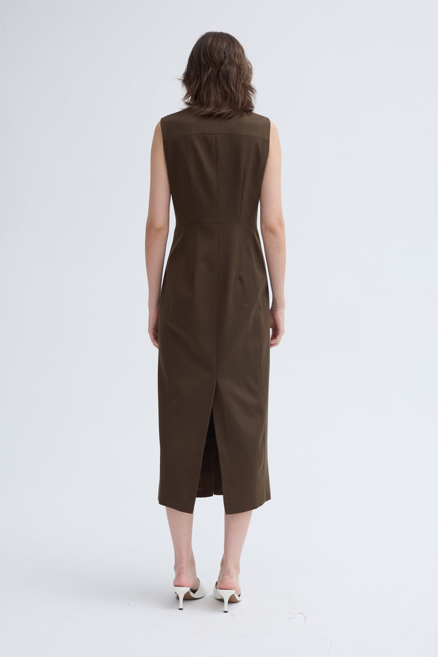 Wool Blend Button Down Dress_ Coconut Shell Buttons - Regular Fit