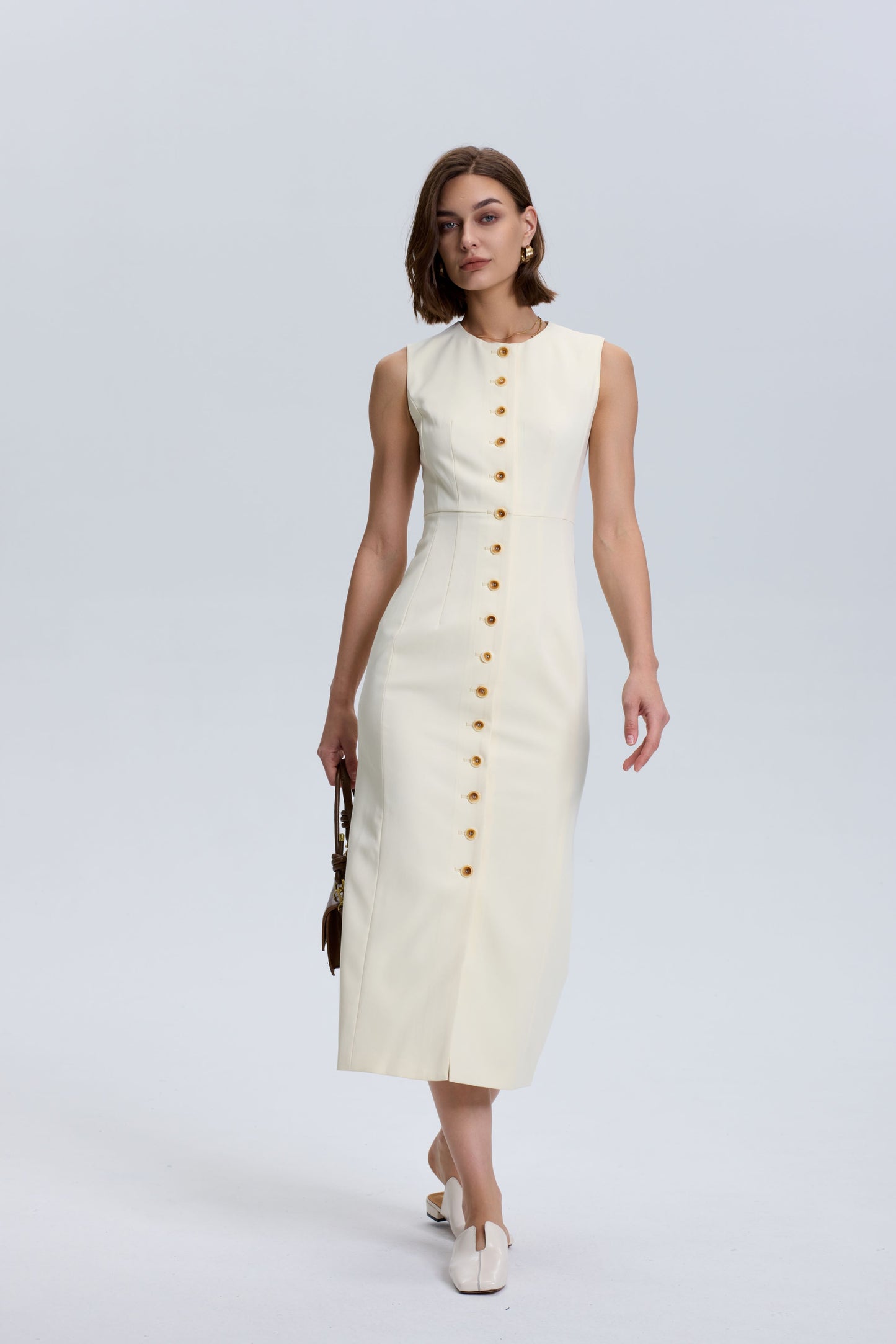 Button Down Dress_Buttermilk -Slim Fit