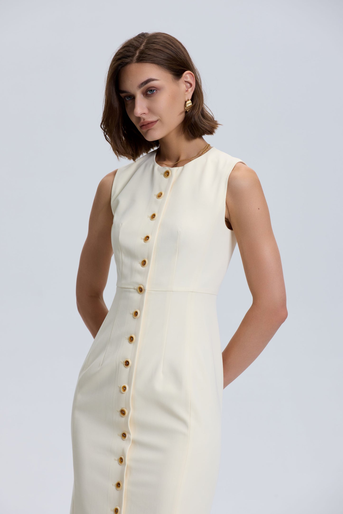 Button Down Dress_Buttermilk -Slim Fit