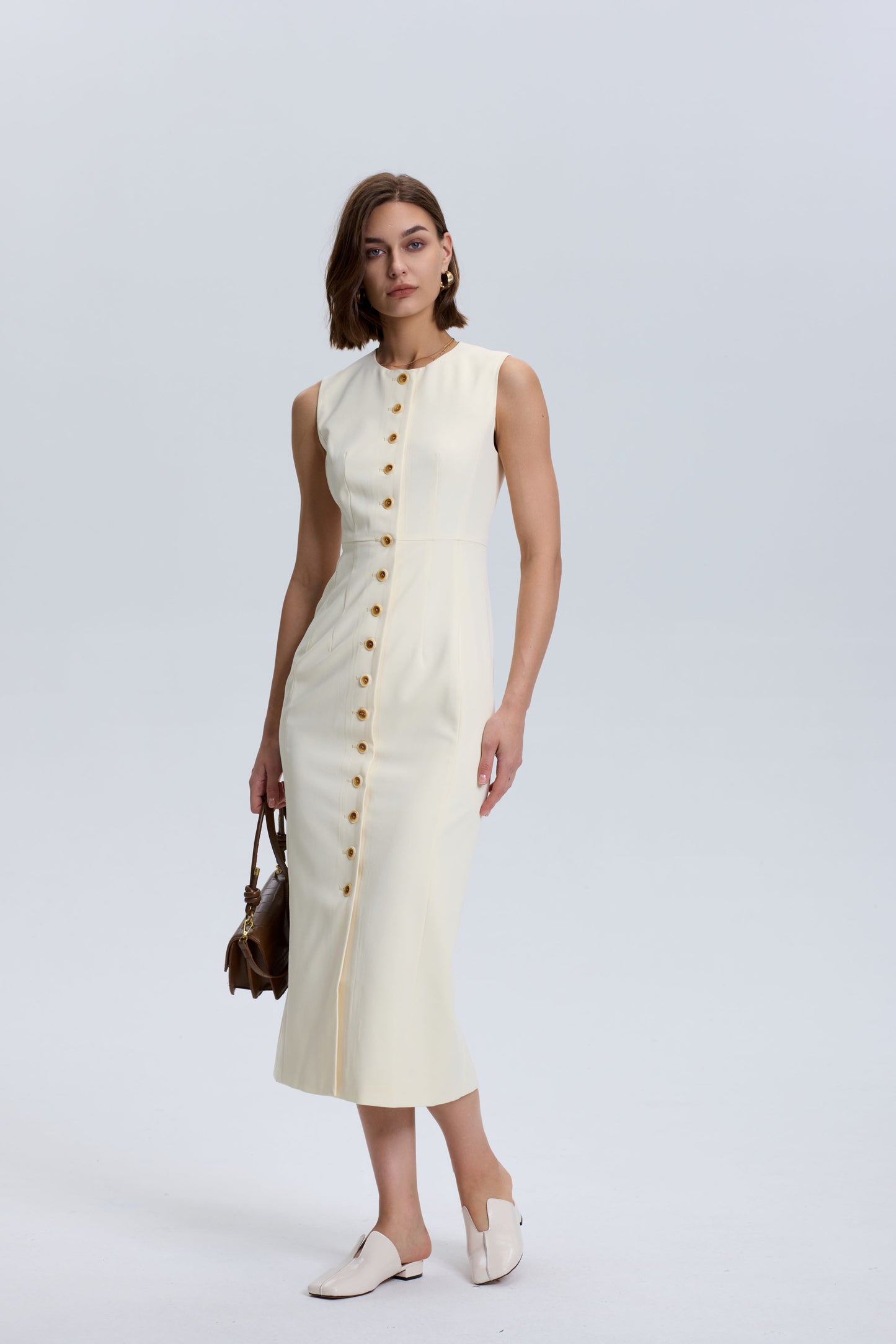 Button Down Dress_Buttermilk -Slim Fit