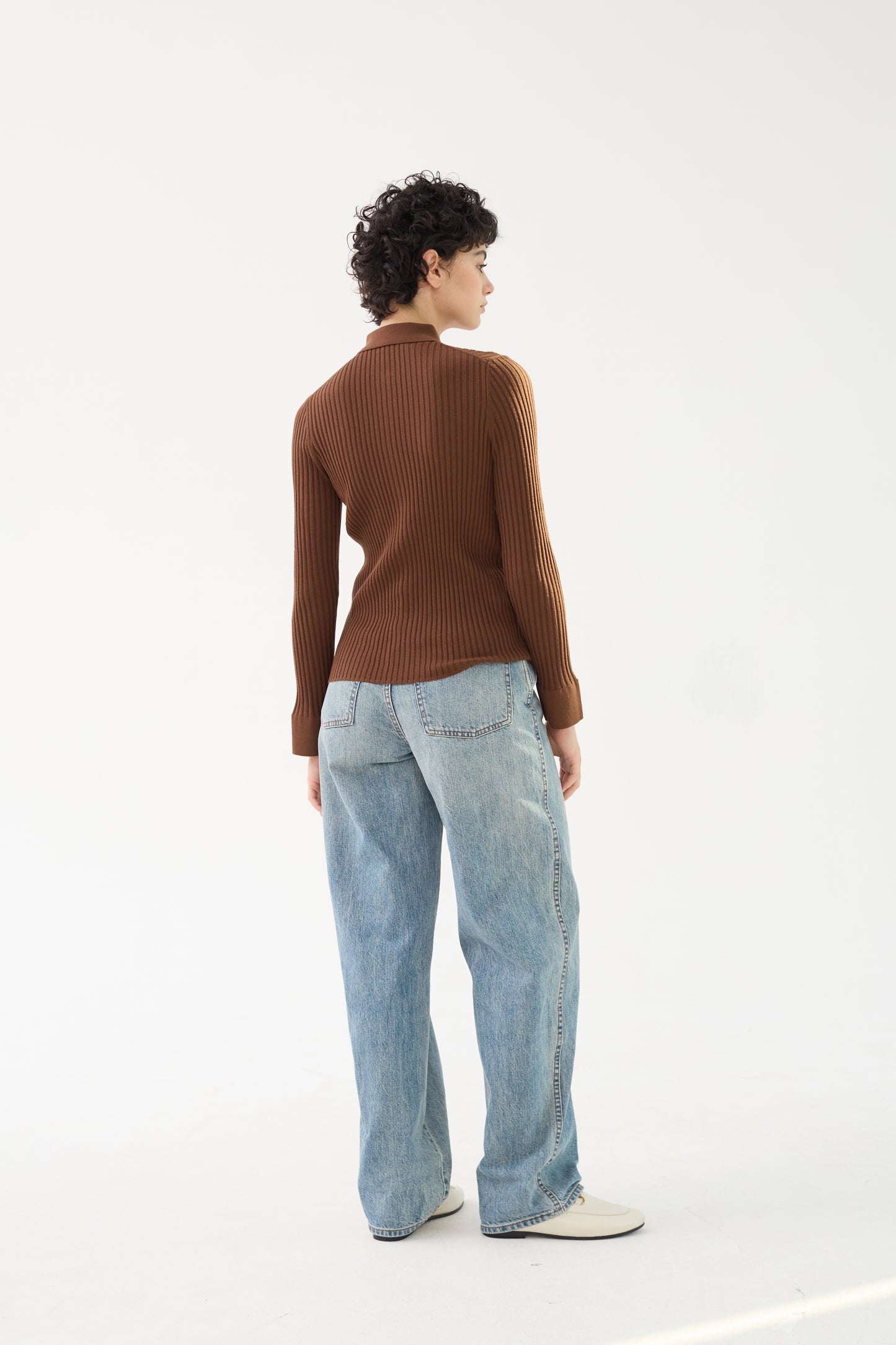 Fine Merino Wool Long Sleeve Knit Polo Shirt - Itch Free