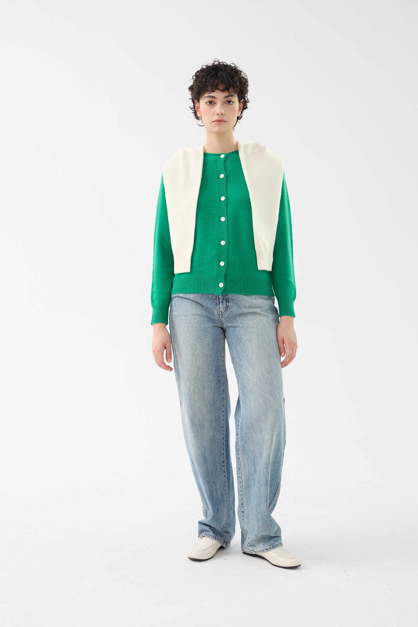 100% Merino Wool Crew Neck Cardigan