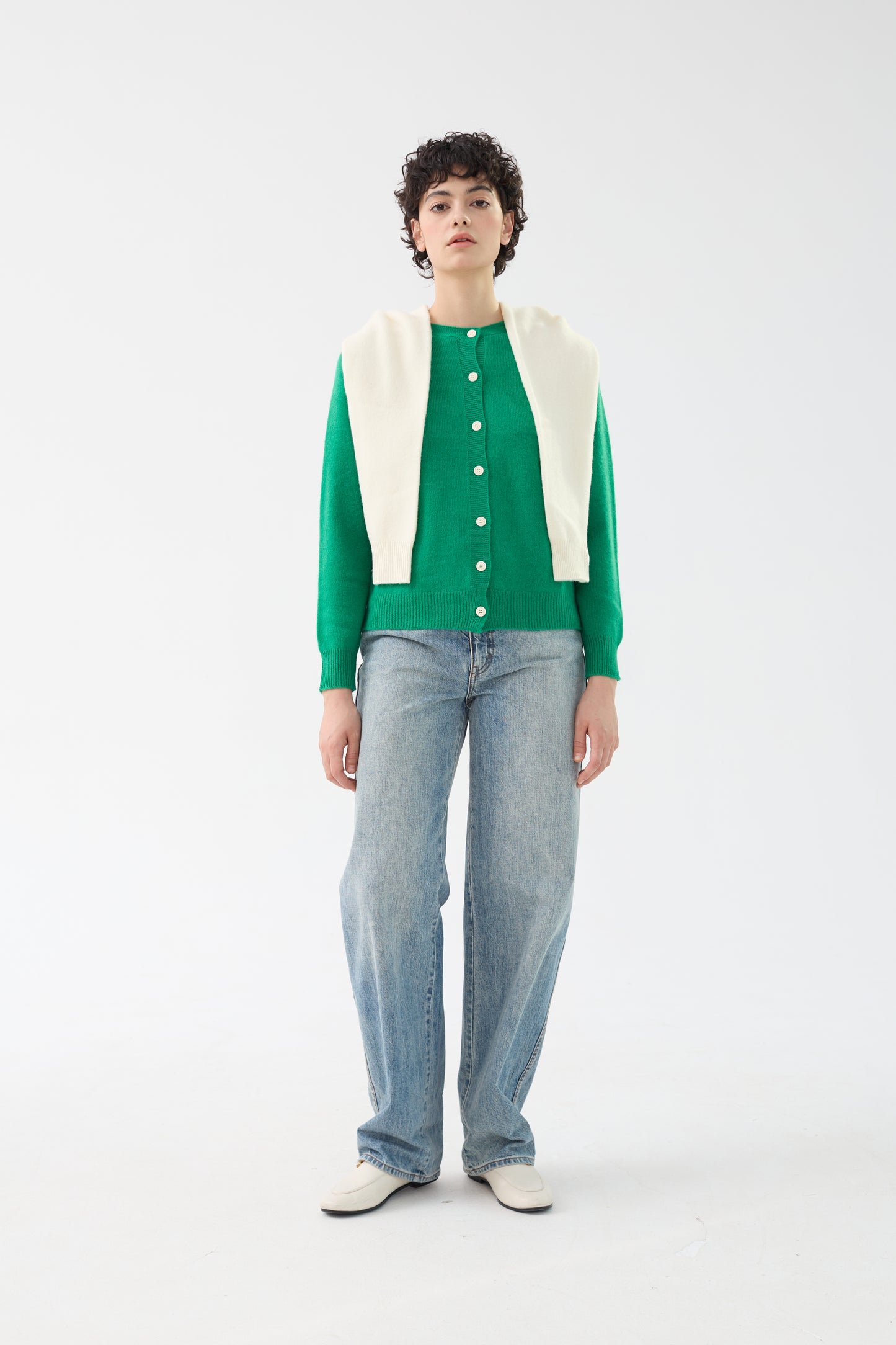 100% Merino Wool Crew Neck Cardigan