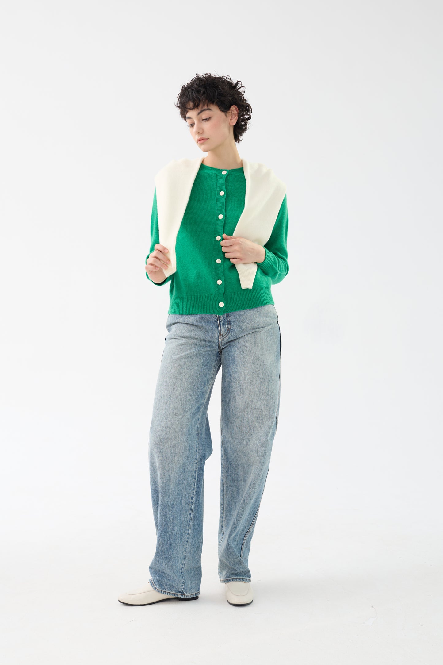 100% Merino Wool Crew Neck Cardigan