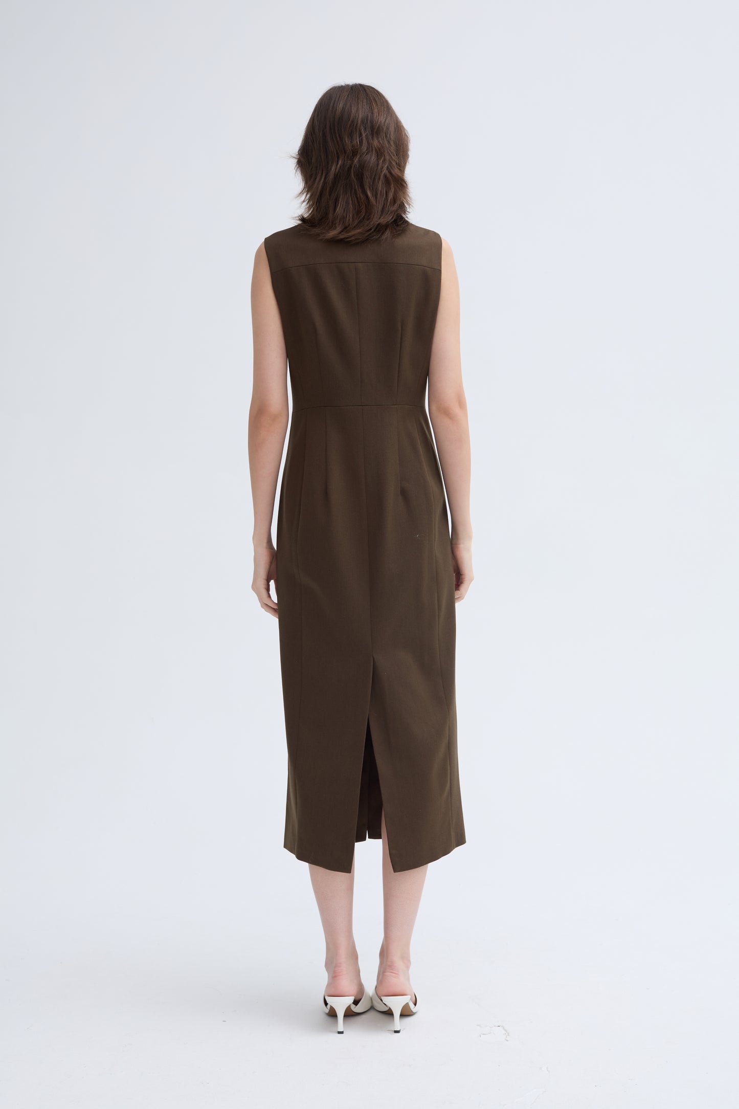 Wool Blend Button Down Dress_ Coconut Shell Buttons - Regular Fit