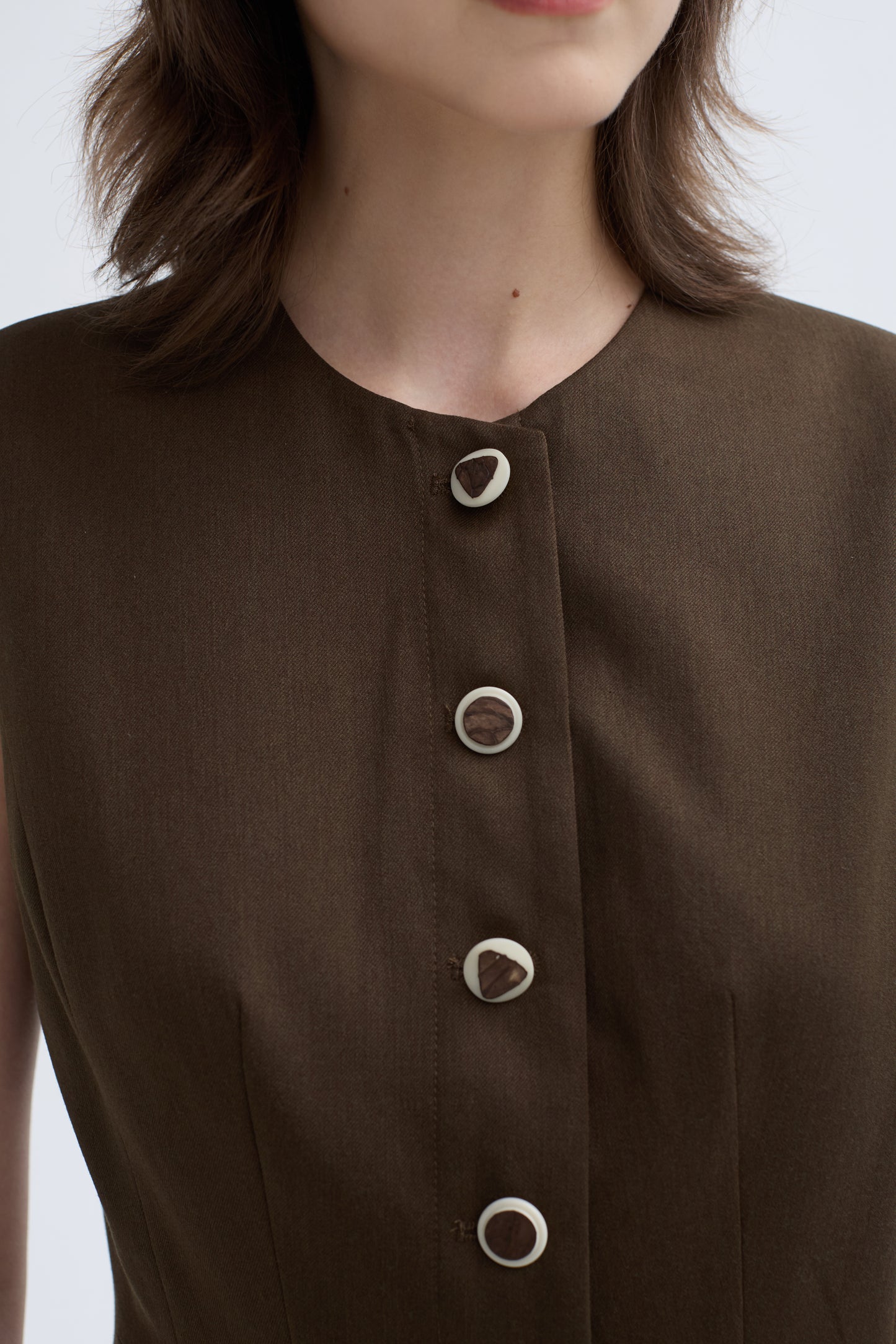 Wool Blend Button Down Dress_ Coconut Shell Buttons - Regular Fit