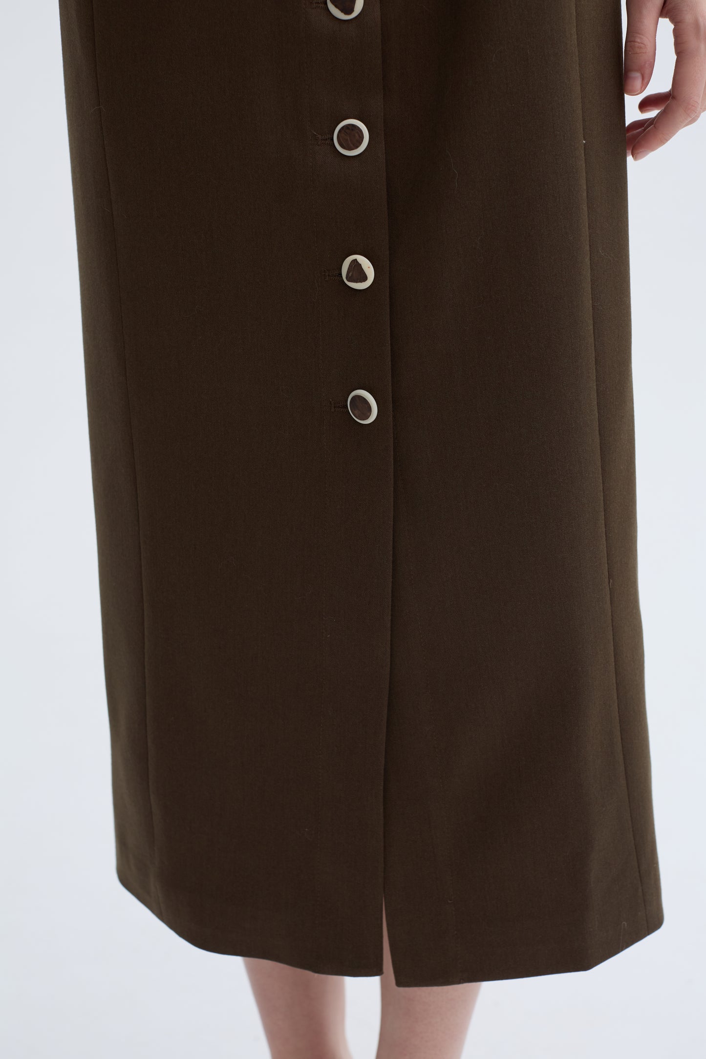 Wool Blend Button Down Dress_ Coconut Shell Buttons - Regular Fit