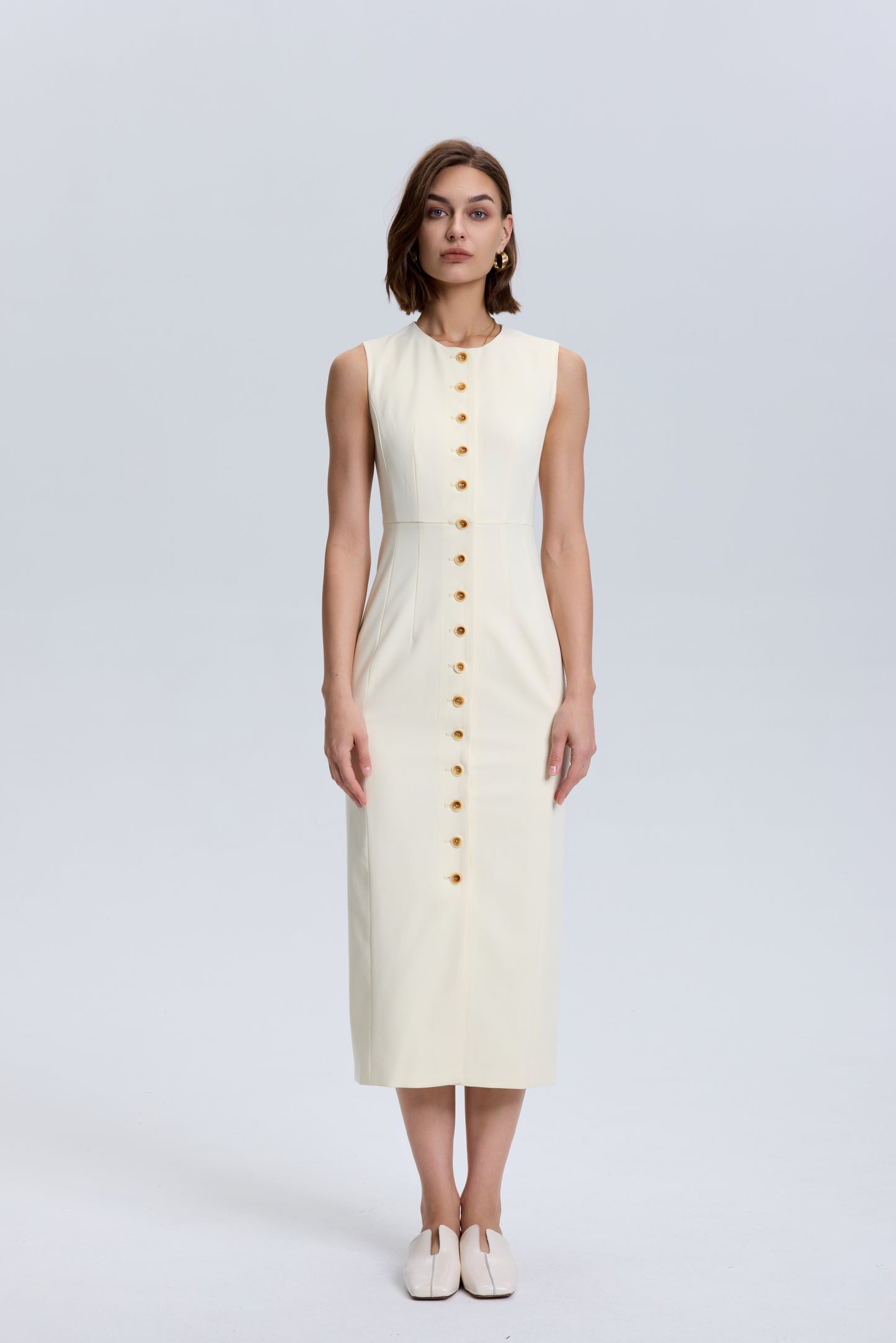 Button Down Dress_Buttermilk -Slim Fit