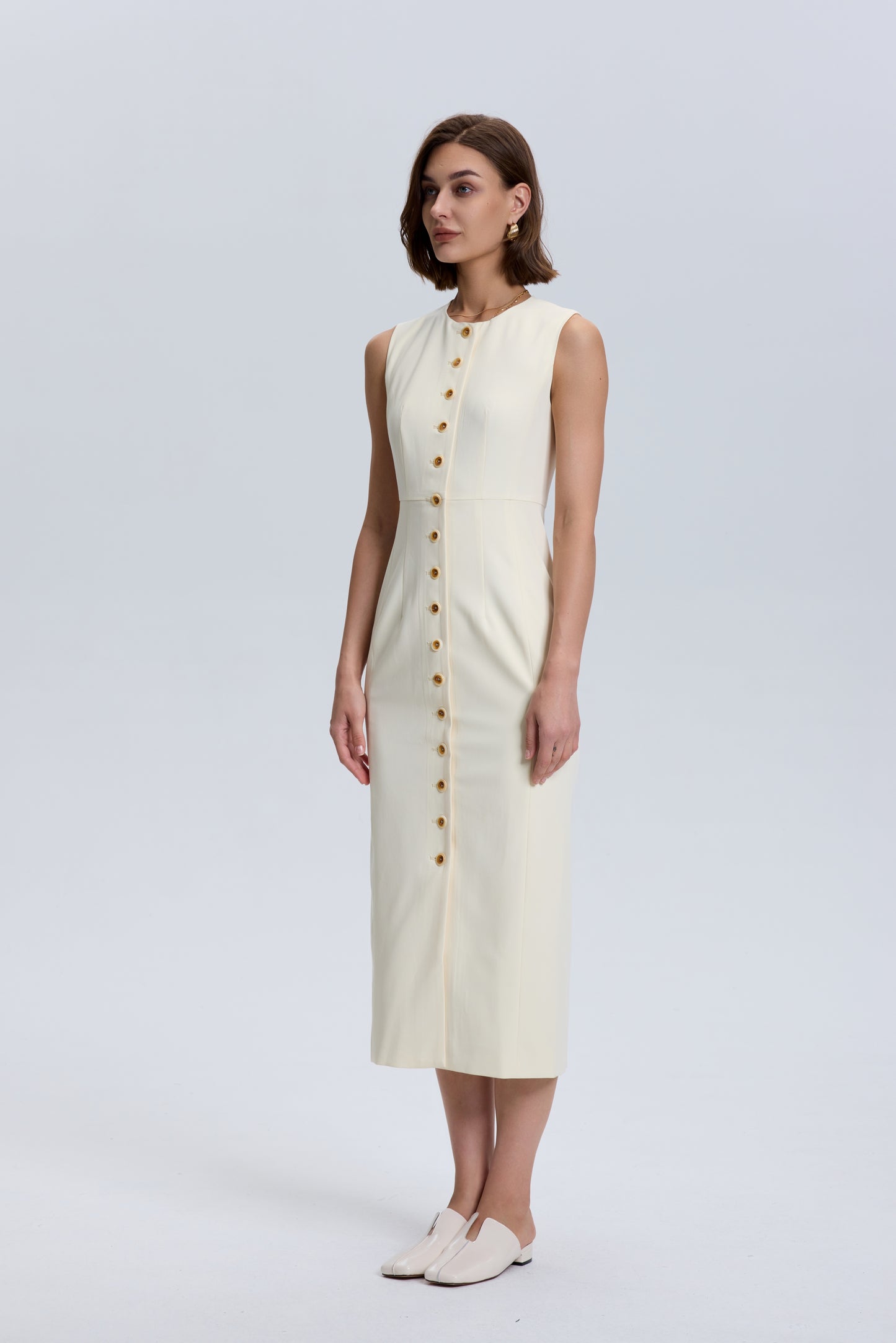 Button Down Dress_Buttermilk -Slim Fit