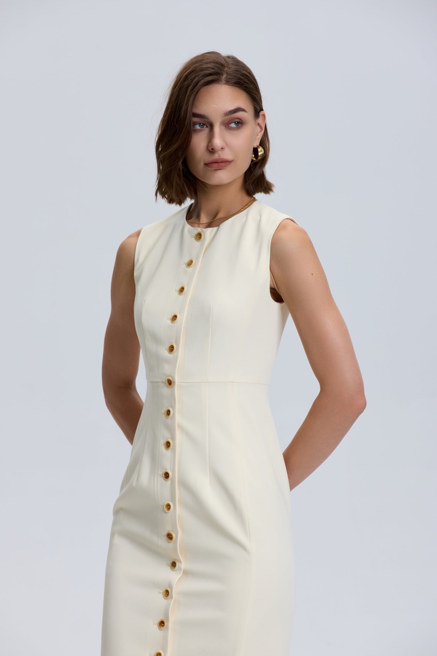Button Down Dress_Buttermilk -Slim Fit